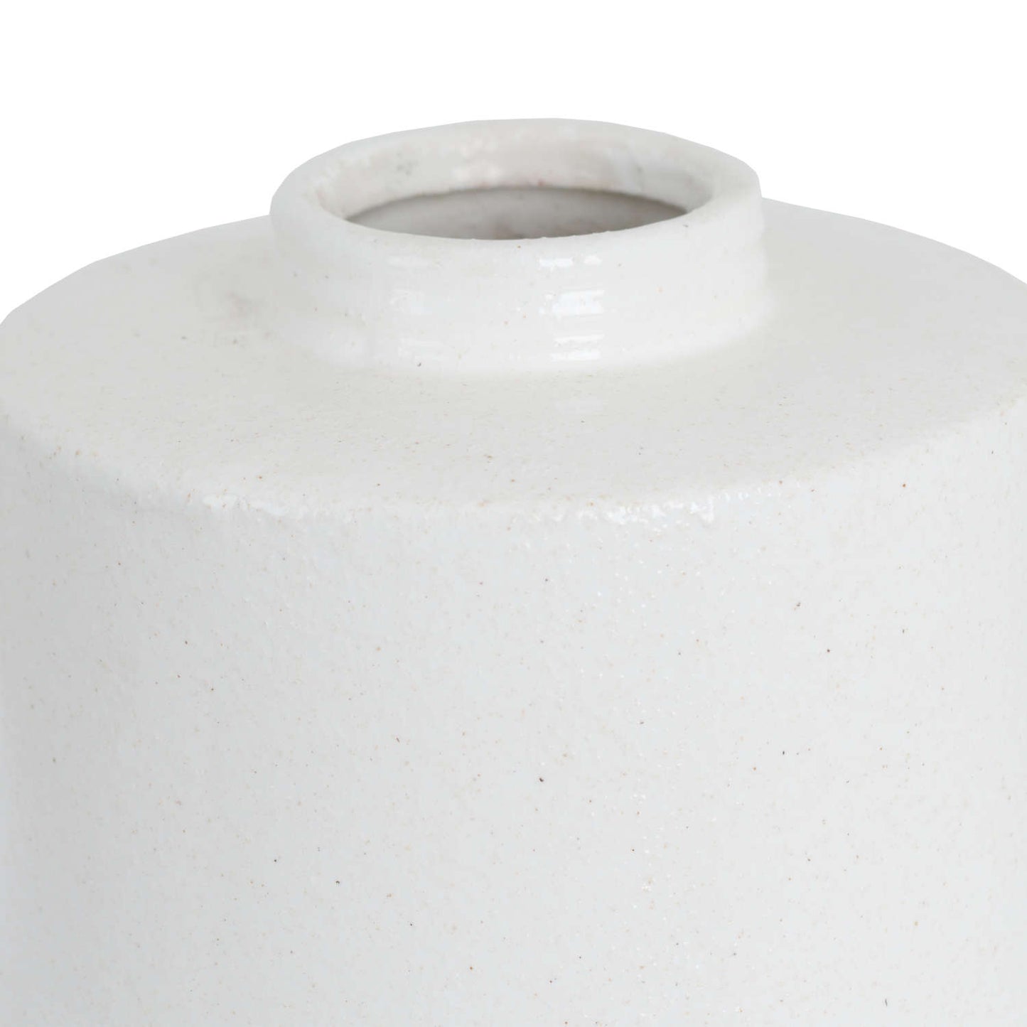 White With Grey Detail Large Cylindrical Ceramic Vase